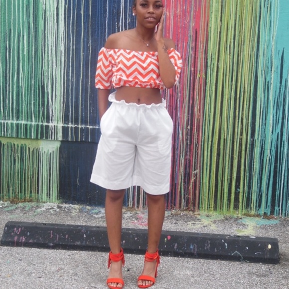 Summer Breeze Collection~Orange & White Crop Top - Picture 6 of 6